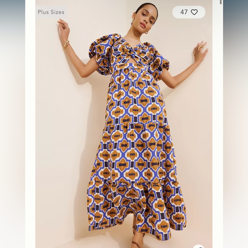 Woven Printed V-Neck Maxi Dress